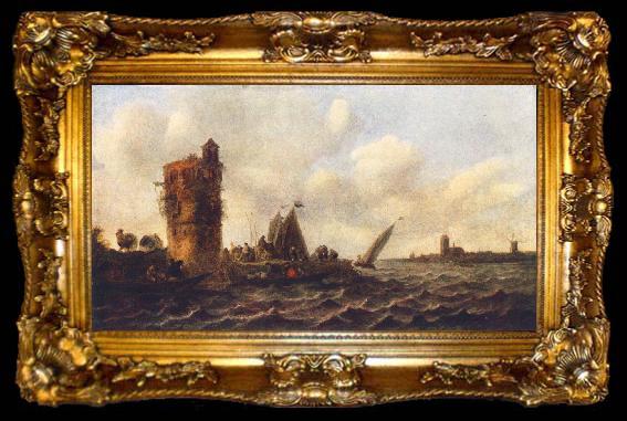 framed  Jan van Goyen A View on the Maas near Dordrecht, ta009-2